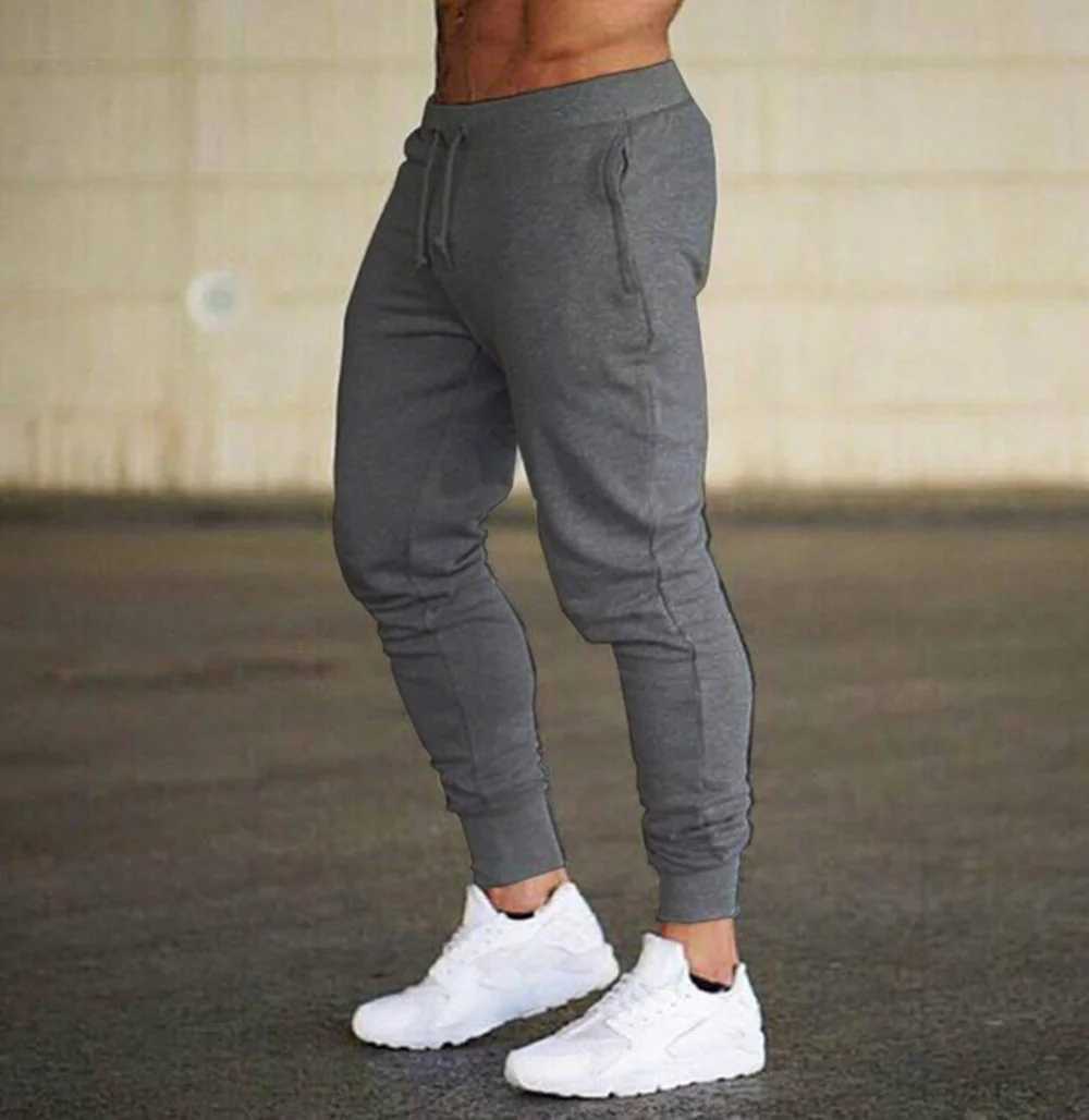 2024 Fashion Men Gyms Pure color Pants Joggers Fitness Casual Long Pants Men Workout Skinny Sweatpants Jogger Tracksuit TrousersXJ250303