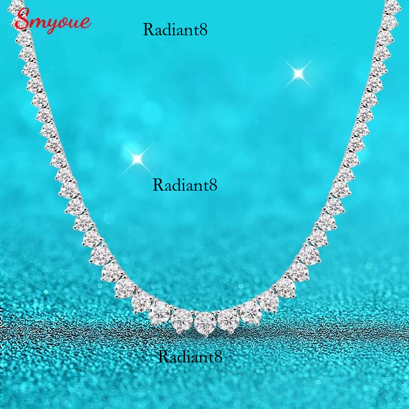 Smyoue 3 Claws Gradient Moissanite Tennis Necklace for Women Sparkg Full Dia Jewelry Sterg Sier Chain