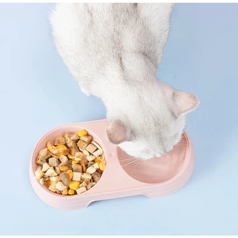 Cat Bowl Pet Double Bowl Cat Bowl Macaron Candy Color Pet Feeding Bowl Export Quality Macaron Color Pet Bowl