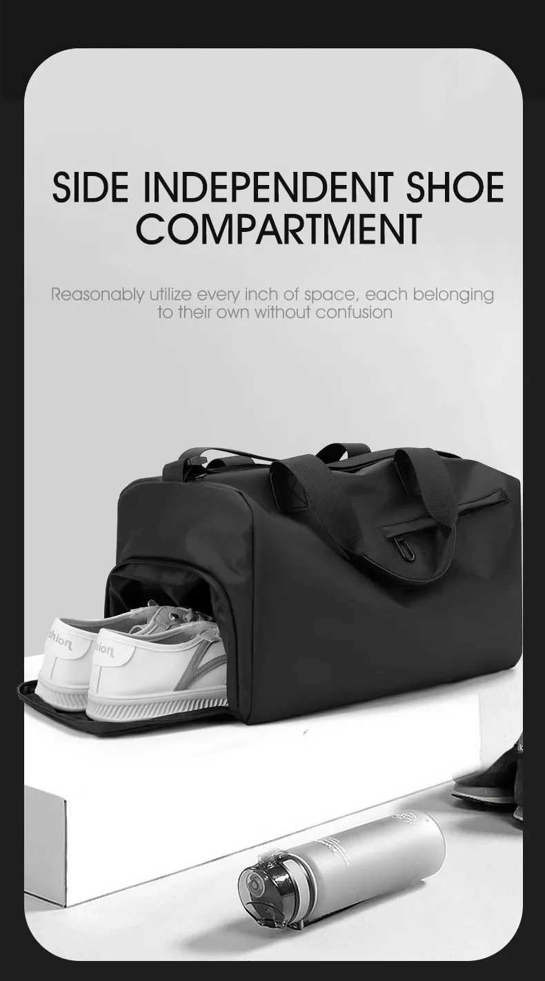 Zipper Large Capacity Oxford Travel Bag Solid Fitness Bag Thick Fabric High Capacity Waterproof Sports Bag Y250304
