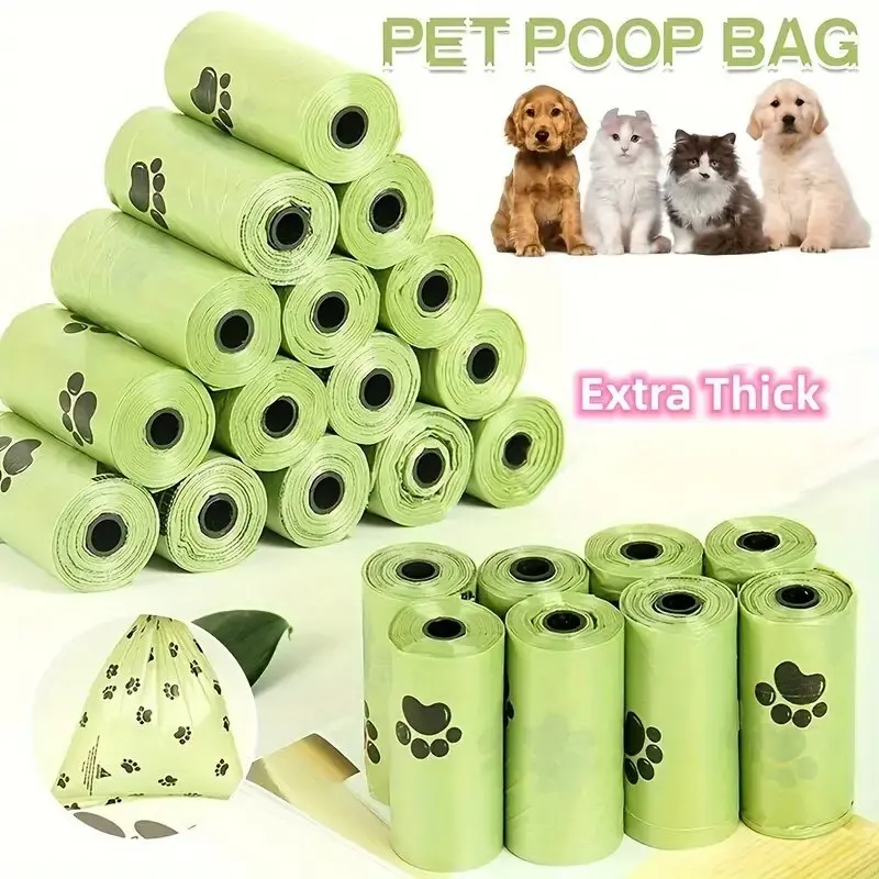 New Pet Biodegradable Trash Bag Dog Poop Bags Bulk Biobase Scented Poo Bag Degradable Cat Waste Bags Dog Poop Dispenser Gifts