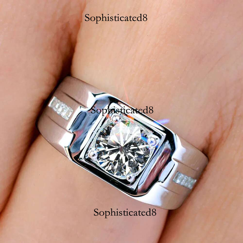 MILIYALIER 1ct VVS1 Moissanite Solid S Sterg Sier Wedding Ring for Men Brilliant Dias Engagement Fine Jewelry Gift