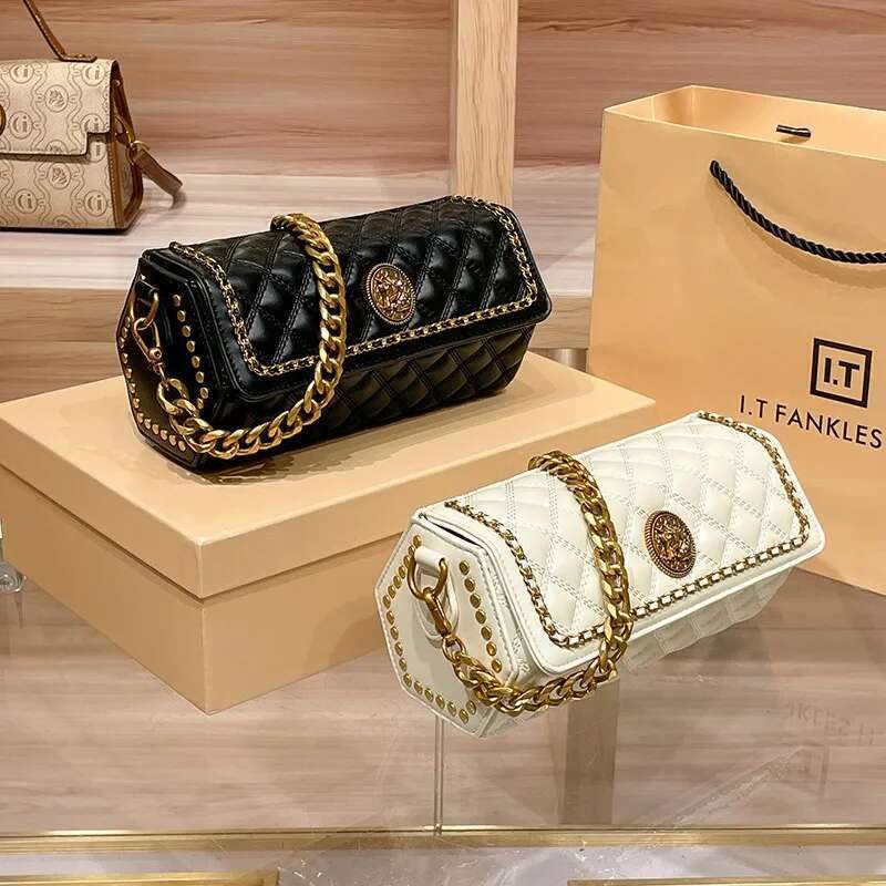 Light Brand Women's Handbag New Designer High-Quality Shoulder With Contrasting Color Retro Crossbody Chain Bag