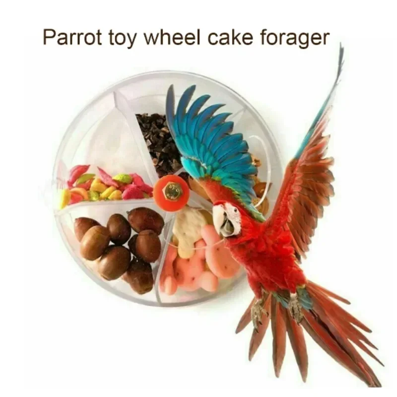 Parrot Gnawing Toy Bird Toy Wheel Cake Foraging Food Interactive Feeding Toy Foraging Ball Grid Food Box Parrot Toys