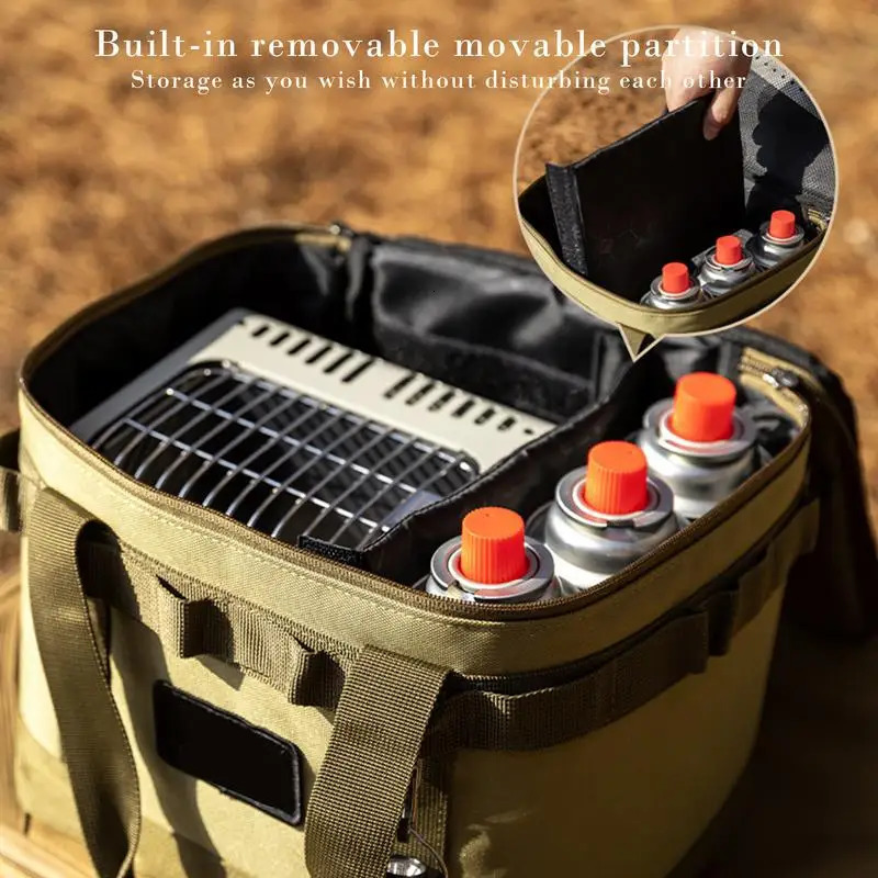 Ship from US 10L Outdoor Camping Gas Tank Storage Bag Large Capacity Ground Nail Tool Canister Picnic Cookware Utensils Handbag 250304FBB