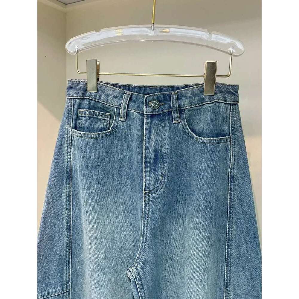 100% Cotton Denim Long Pants Women Twisting Seam Loose Casual Wide Leg Jeans For Female Spring Summer 2025