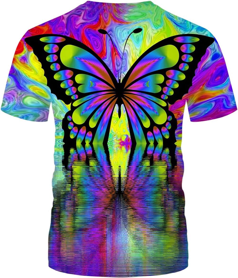 Mens T shirt Unisex Trippy Psychedelic T-Shirt Butterfly 3D Printed Casual Tshirts tee Casual tops summer clothes