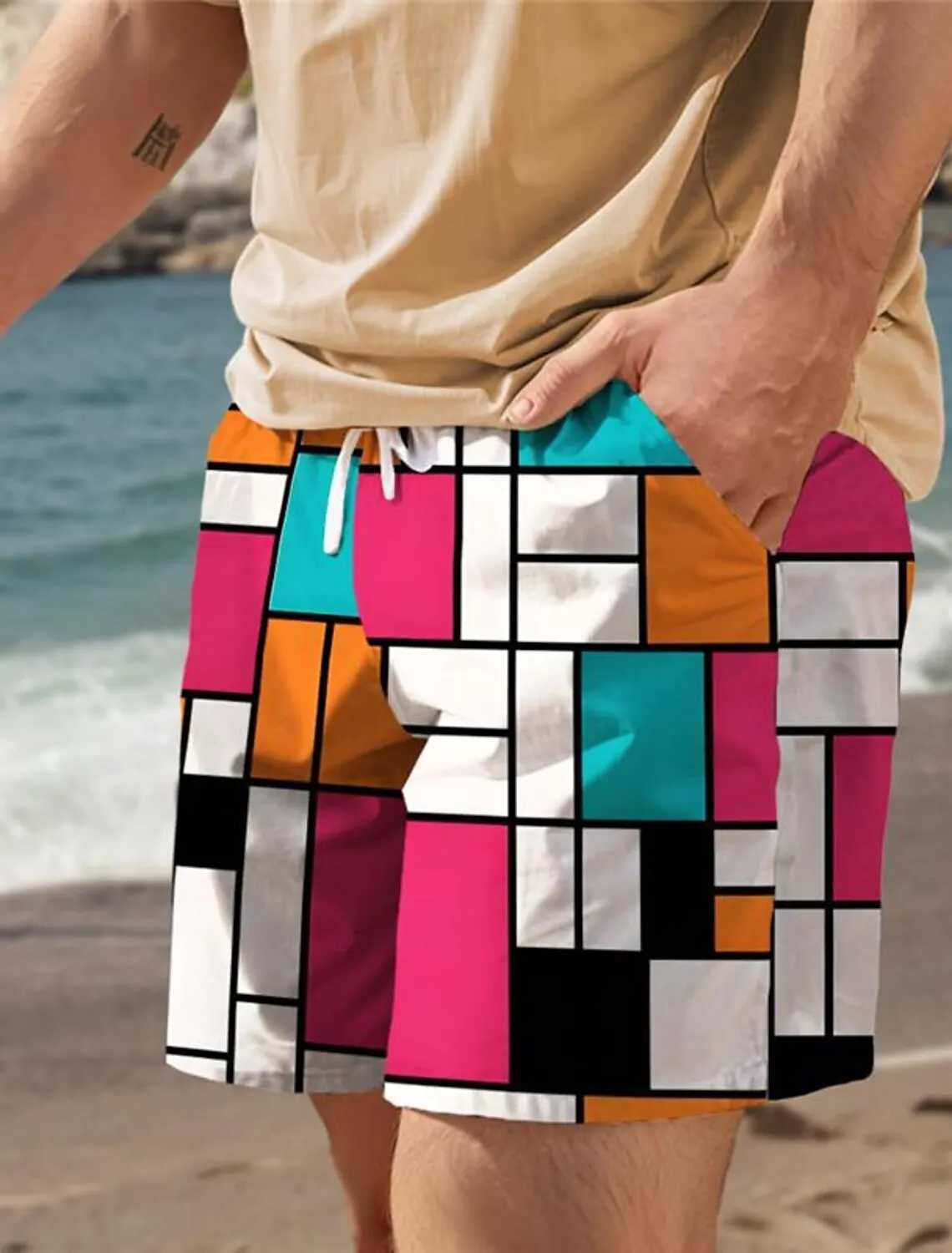 New Digital Printed Shorts Mens 3D Printed Swimwear 2024 Summer Fashion Swim Shorts Beach Tennis Shorts Sports Fitness ShortsXJ250304