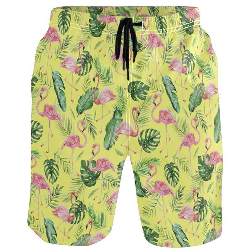 Sunflower Lemon Flamingo Beach Shorts For Men 3D Printed Hawaiian Swim Trunks Summer Vacation Board Shorts Kids Short PantsT250304