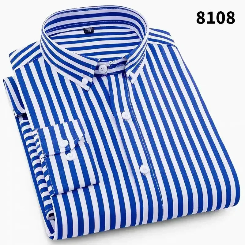 Long Sleeves Shirts Man Stripe Pattern Elegant Mens Shirts a Fashion Korean Reviews Clothes Mens Clothing High Quality 250227