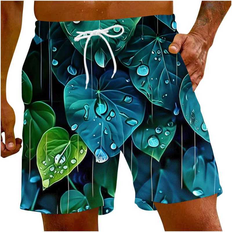 Tropical Palm Leaf Graphic Beach Shorts For Men Plant 3D Printed Board Shorts Casual Hawaiian Short Pants Oversized Swim TrunksT250304