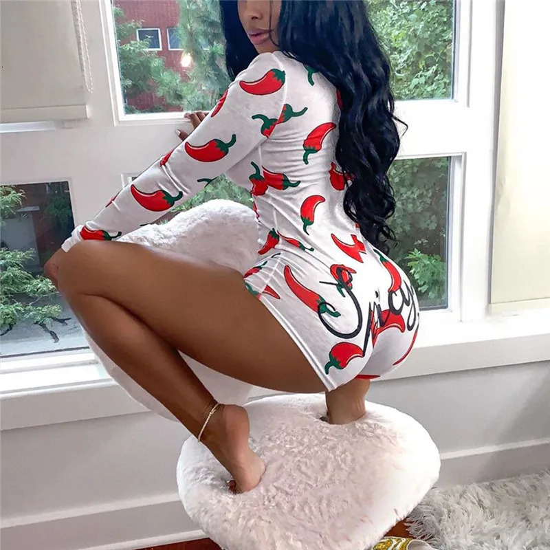 Sexy Fashion Women Bodysuits Long Sleeve Deep V Neck Bodycon Stretch Leotard Button Shorts Romper Jumpsuits Pajamas Overalls 250303
