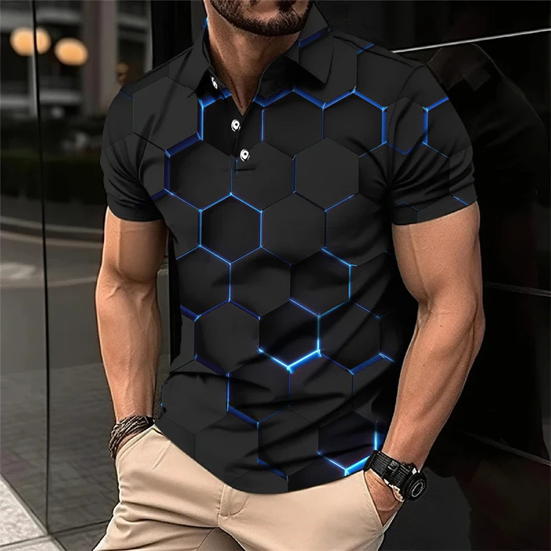 Cool Mecha 3D Printed Short Sleeve Polo Shirts For Men Clothes Tech Style Short Sleeve Fashion Techwear Sports Muscle POLO Shirt 250304