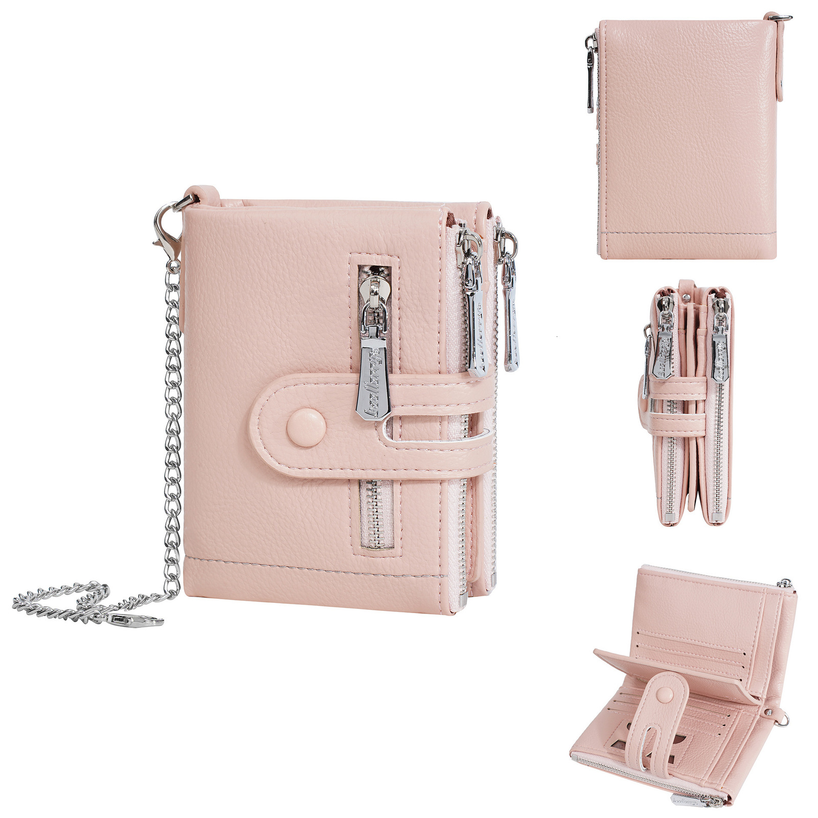 Baellerry multi slot double zipper fashionable three fold wallet short for womens change 250304
