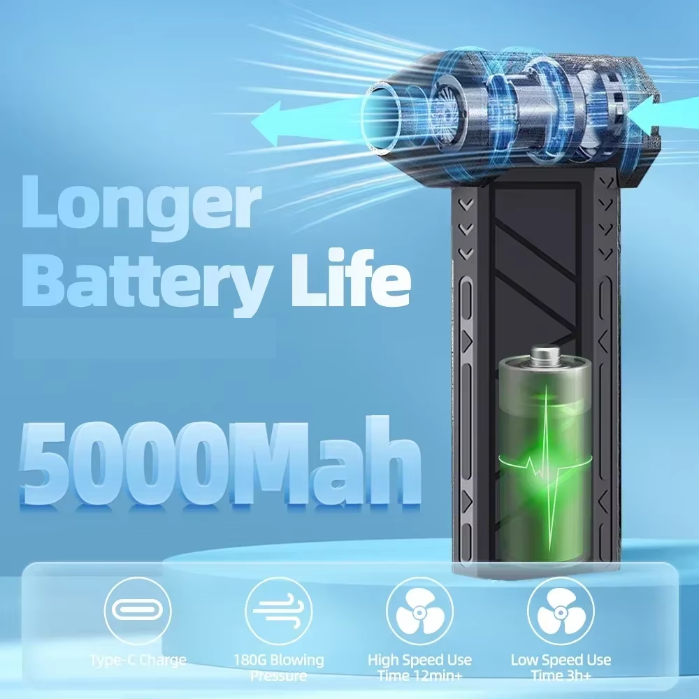 Update 130000Rpm Mini Jet Fan Electric Air Duster Adjustable Wind Speed Turbo Violent Blower Rechargeable With Light Car Cleaning