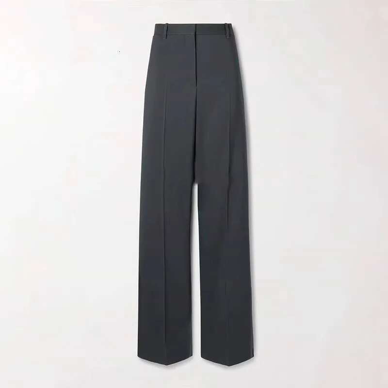 Women Gray High Waist Straight Suit Pants Spring Autumn New Female Wool Blend Skinny Trousers All-Match