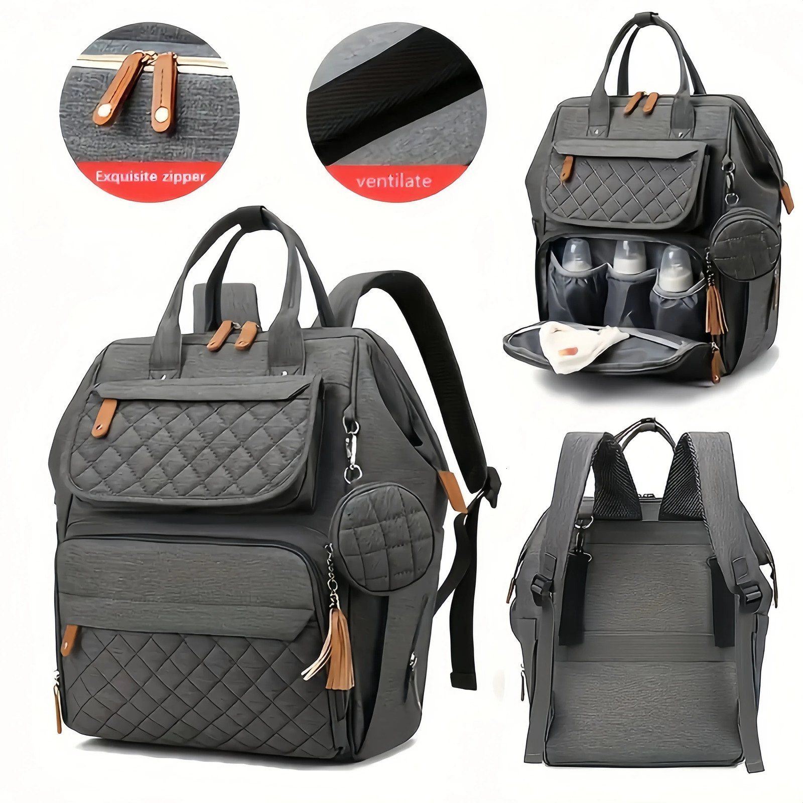 Ship from US Fashion mom bagdiaper pad waterproof simple lightweight bagshoulder portable outdoor travel multifunctional warm backpack 250304FBB