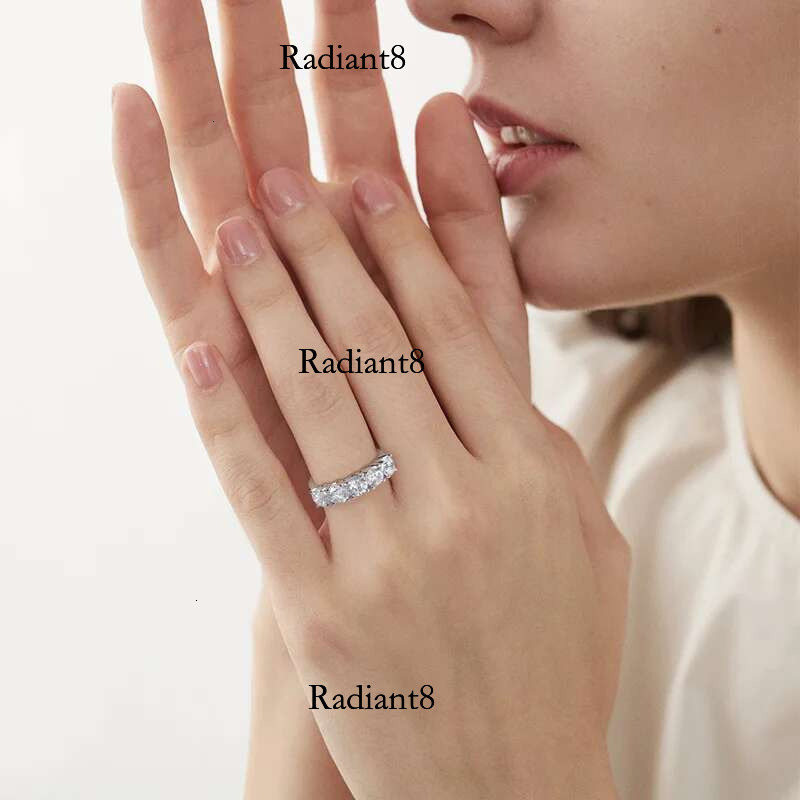 Smyoue 2.5/5CTTW D Color Genuine Moissanite Rings for Women 5 Gemstone Bridal Wedding Jewelry Sterg Sier Wholesale Ring