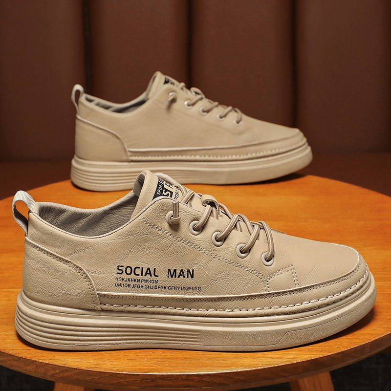 Summer 2025 Designer s New Breathable And Lightweight White Shoes For Men, Multifunctional Leather Anti Slip And Waterproof Casual Board Shoes