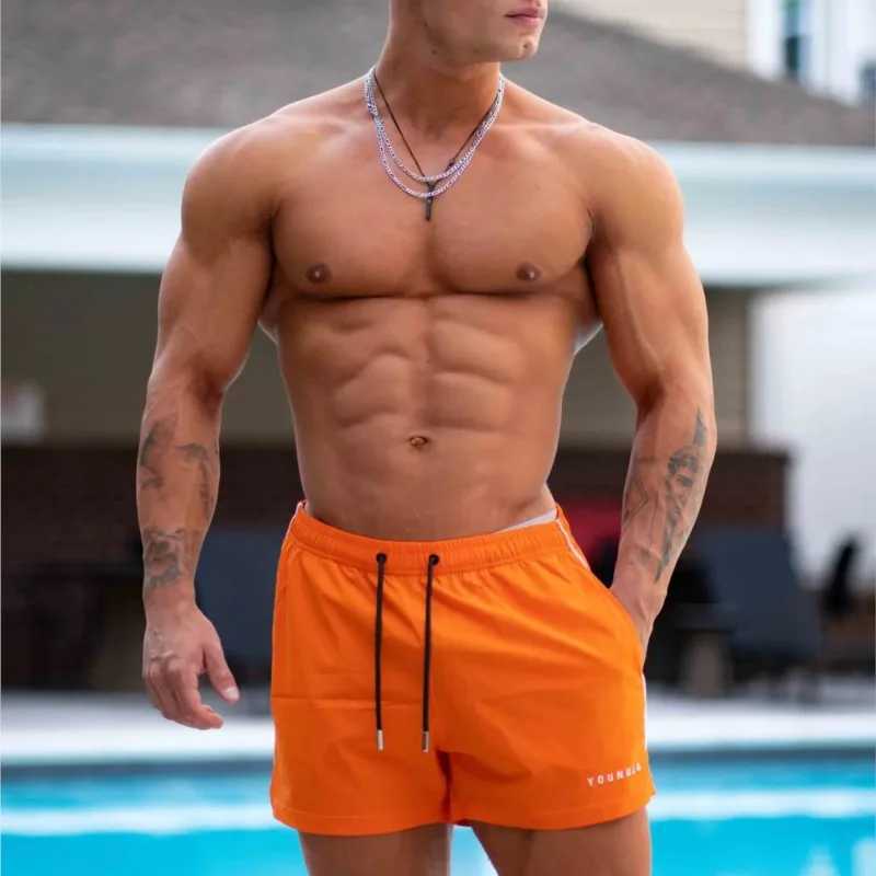 YA New Summer Mens Shorts Jogger Gym Sports Fitness Running Basketball Training Beach Shorts Quick Drying Breathable ShortsT250304