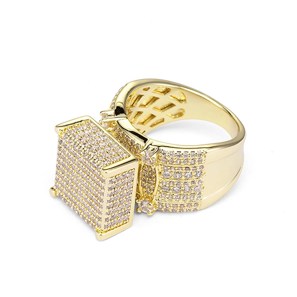 MenS Hip Hop Ring Cubic Zirconia Gold Rhodium Plated Rings For Man Wholesale Items Business Jewelry Drop 250227
