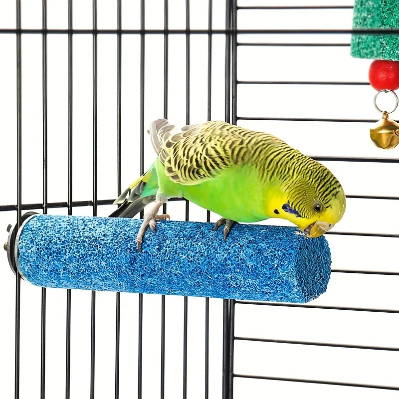 Pet Bird Cage Perches Stand Parrot Toys Bird Grinding Claw Stick Bird Nest Toy Molar Stick Standing Rod Random Color