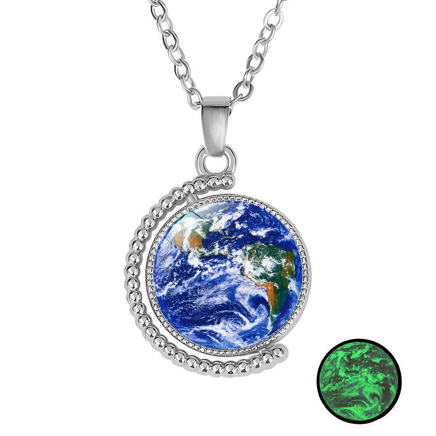 Eight Planets Double sided Rotating Pendant Creative Universe Solar System Guardian Starry Sky Luminous Necklace