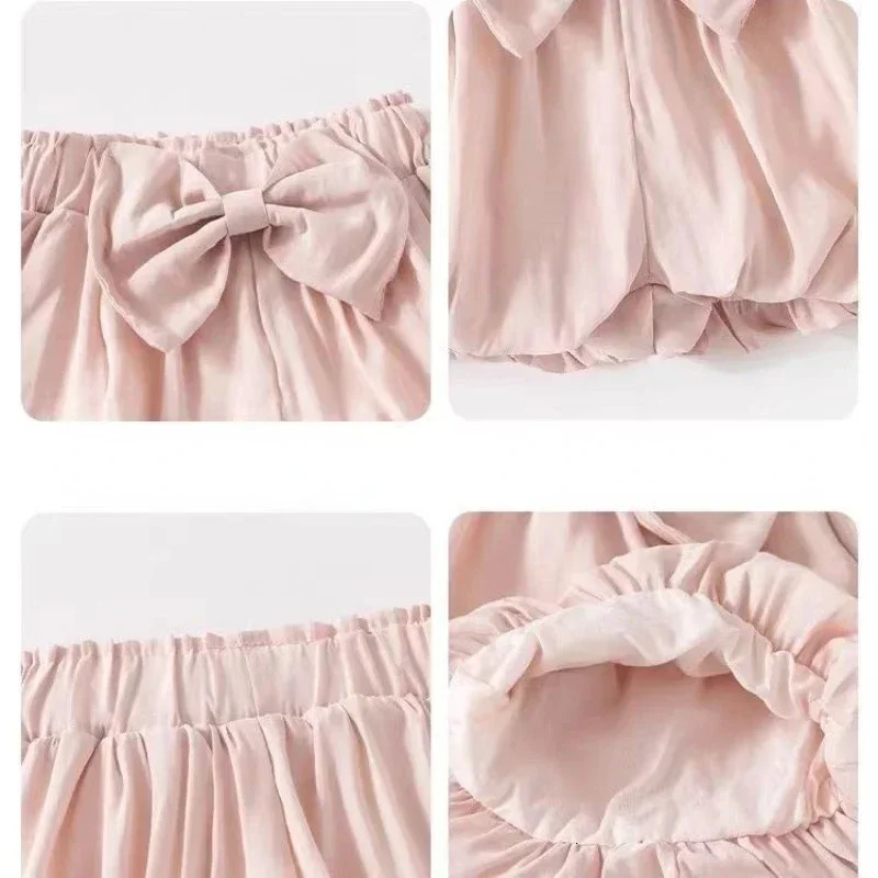 Baby Girls Lantern Shorts Kids Bowtie Short Pant Toddler Infant Trousers Summer Childrens Clothing Korean Style 250304