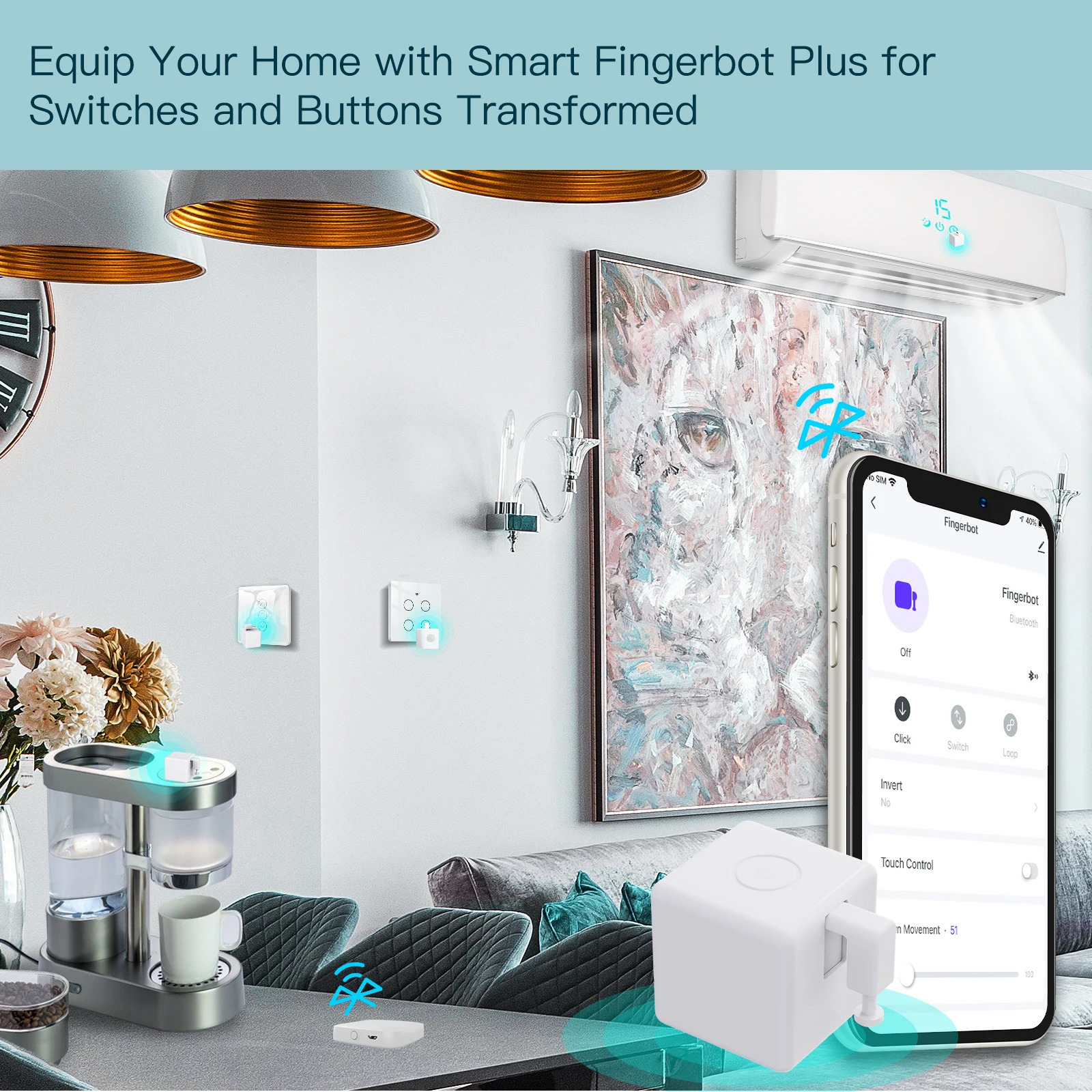 Moes Tuya Fingerbot Button Pusher Bluetooth finger robot Smart Life App automatic switch Voice Control Alexa Google Home 250303