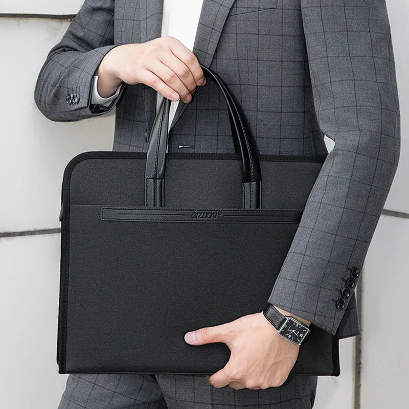 Mens Oxford Casual Briefcase Multi-layer A4 Office Zipper Bag Large Capacity Business Bag Male Business Handbag Conference 250228