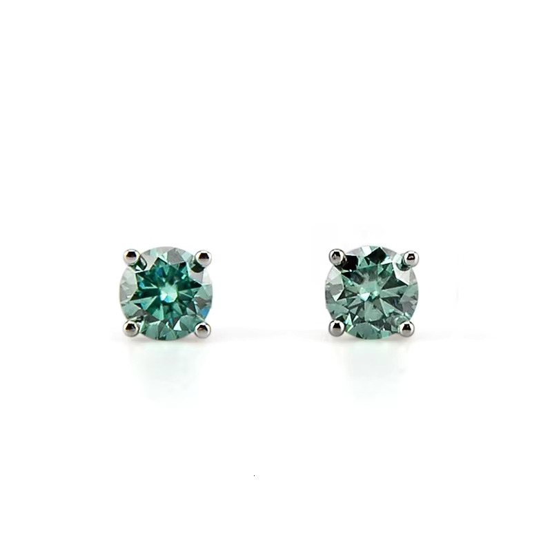 Ashabell Fashion Unisex S Pass Tester Moissanite Stud Earrings Bg Dia Screw Back Blue Green