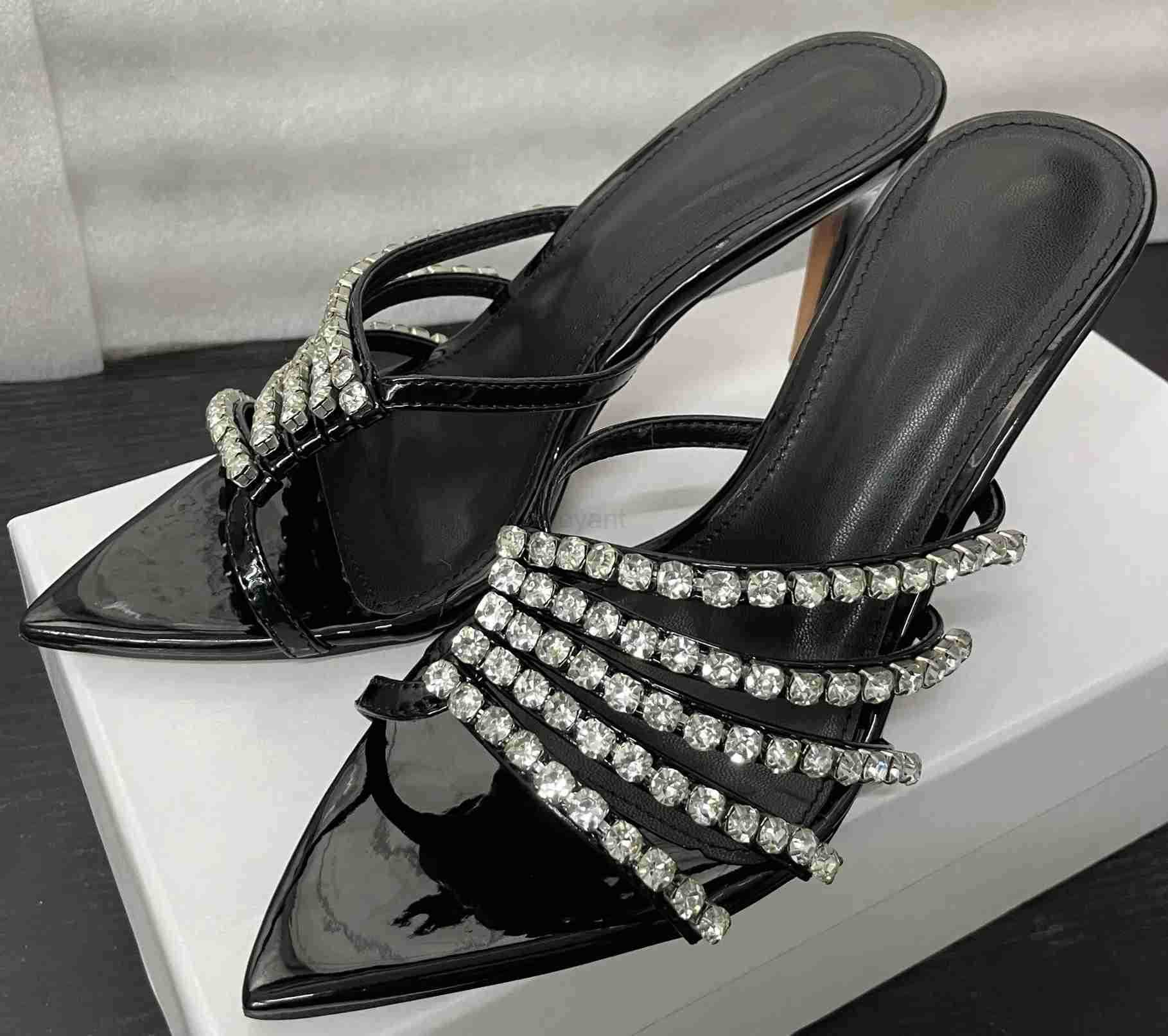 New Summer Wens High Heel Sandals Open Toe Pointed Rhine High Heel Slippers e-strap Sandals Z250304