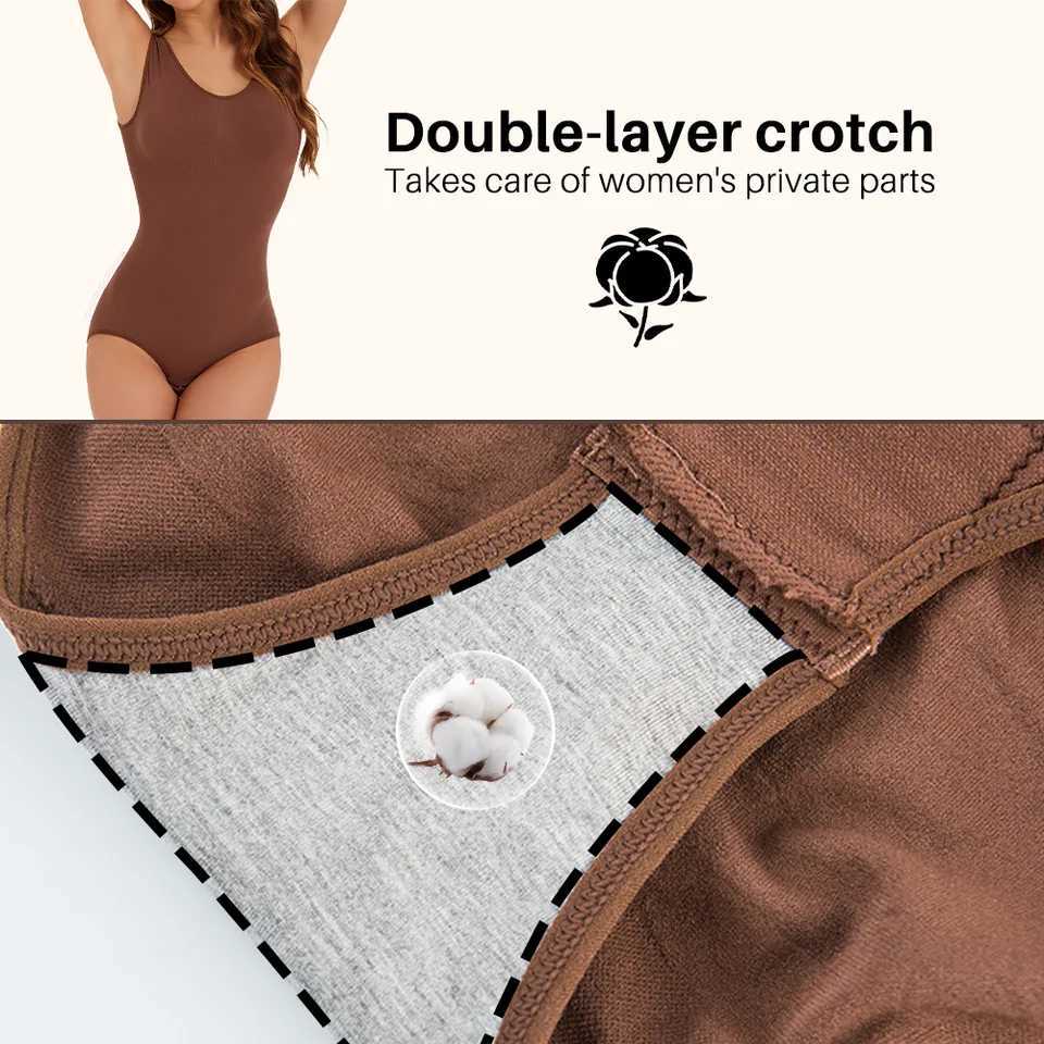 POKARLA Women Slimming Bodysuit Black Brown Color Shapewear Corset Reducing Body Shaper Underwear Tummy Control Panties BriefsXJ250304