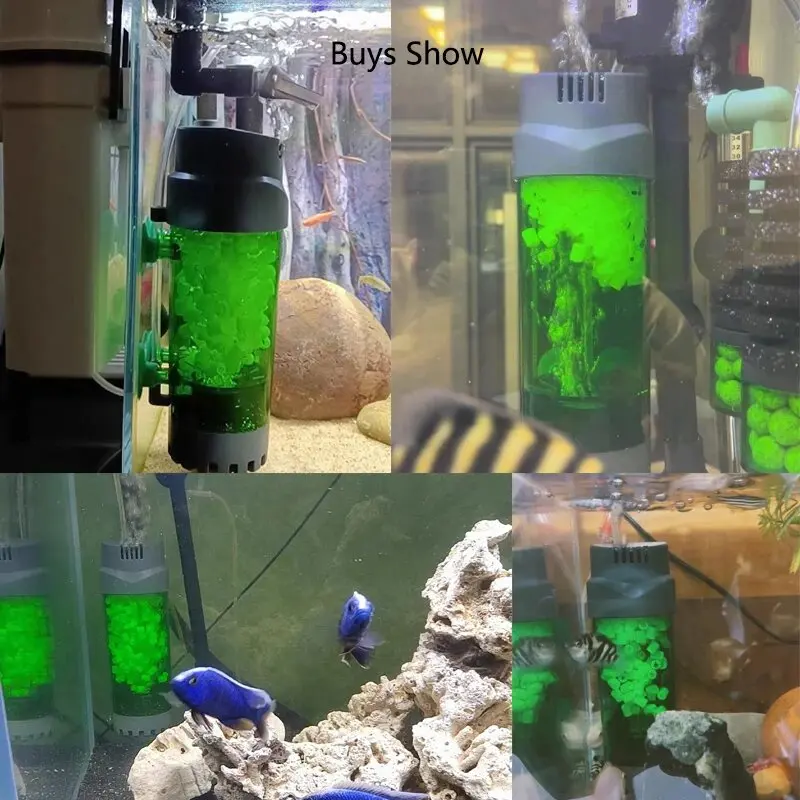 Aquarium Fish Tank Fluidized Moving Bed Filter Bubble Bio Media Filter Fish Tank Sponge With Sucker Air Stone And Sponge Filter