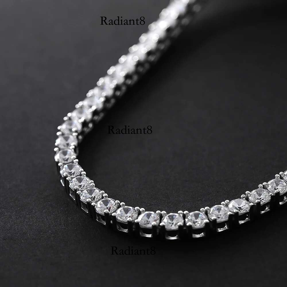 OEVAS 100% Sterg Sier Full 3mm/4mm High Carbon Dia Tennis Chains Necklace Sparkg Party Fine Jewelry Gifts