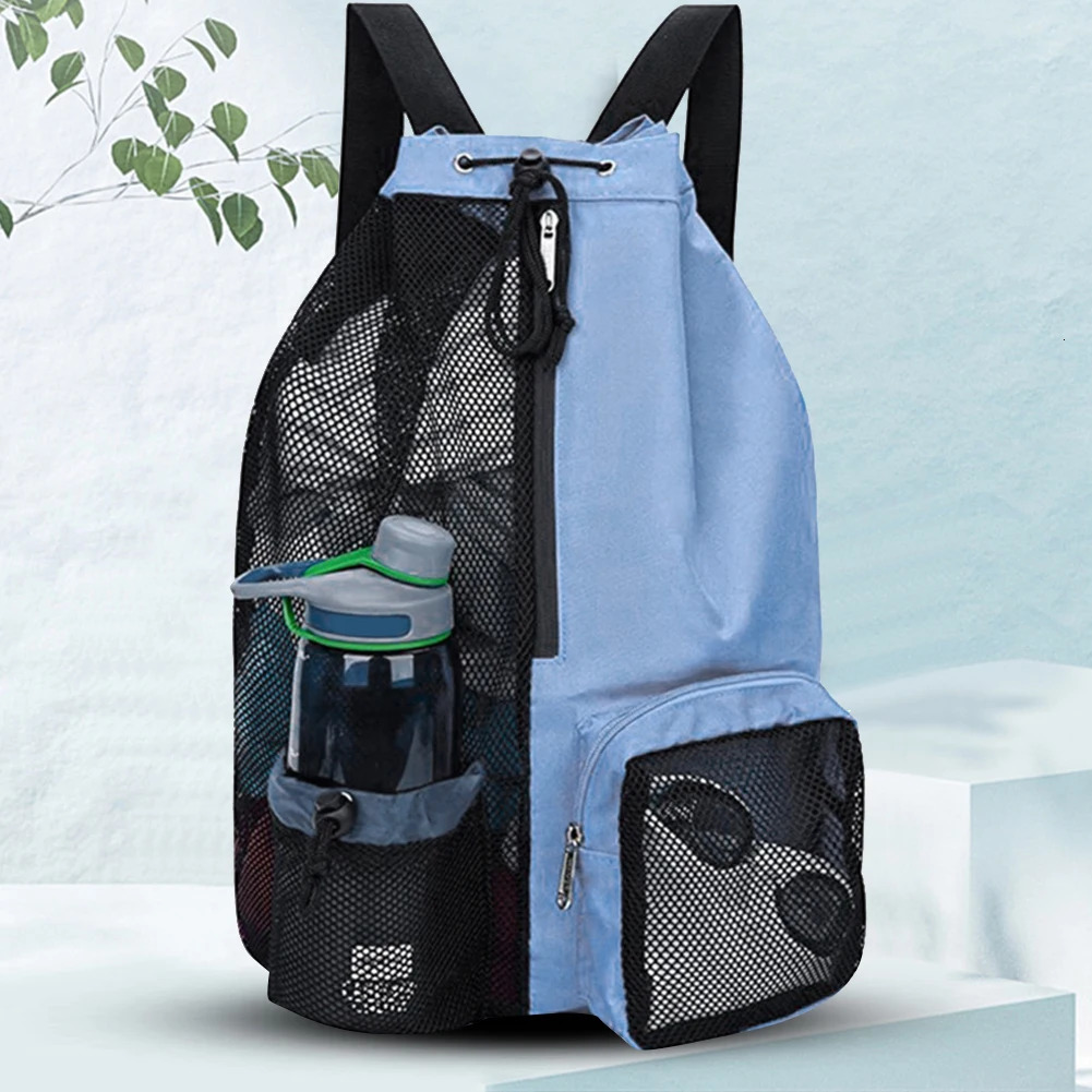 Ship from US Mesh Drawstring Backpack Swimming Sports Bag Waterproof Gym Adjustable Strap for School Beach Holidays 250304FBB