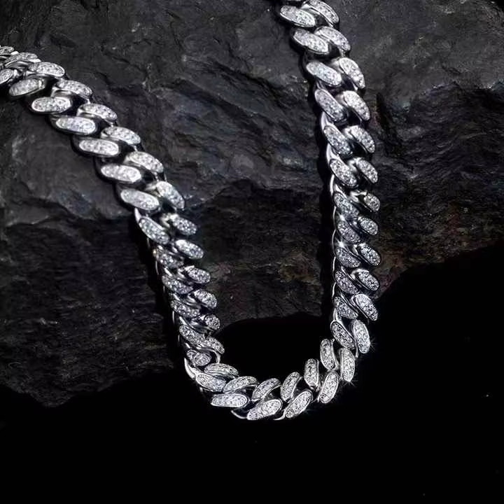 Customized 14mm VVS Moissanite Sterg Sier Cuban Chain Unisex Hip Hop Anniversary Necklace Bracelet for Men