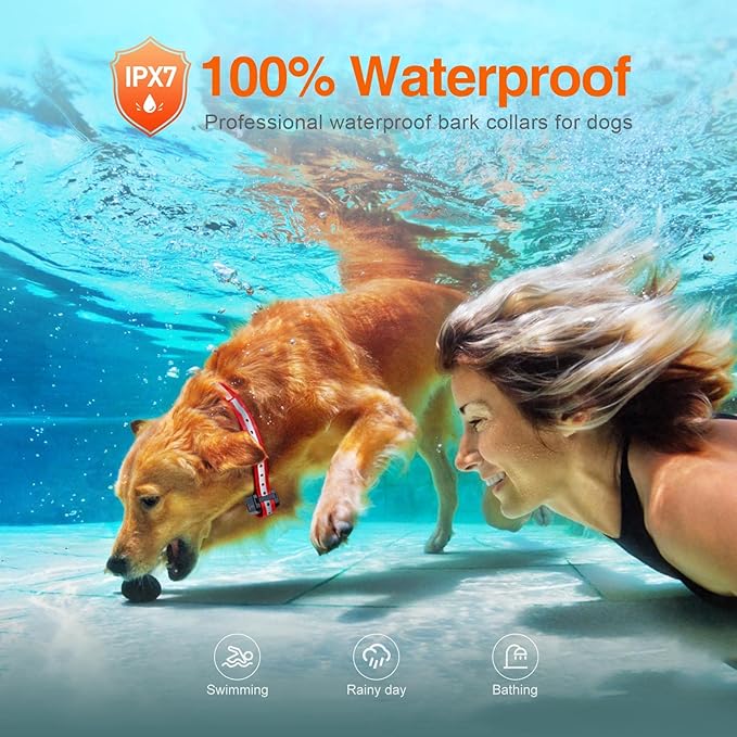 Dog Bark Collar with 3300FT,IPX7 Waterproof Rechargeable Collar for Large Medium Small Dog,3 Safe Training Modes, Adjustable Electronic Dog Collar B45
