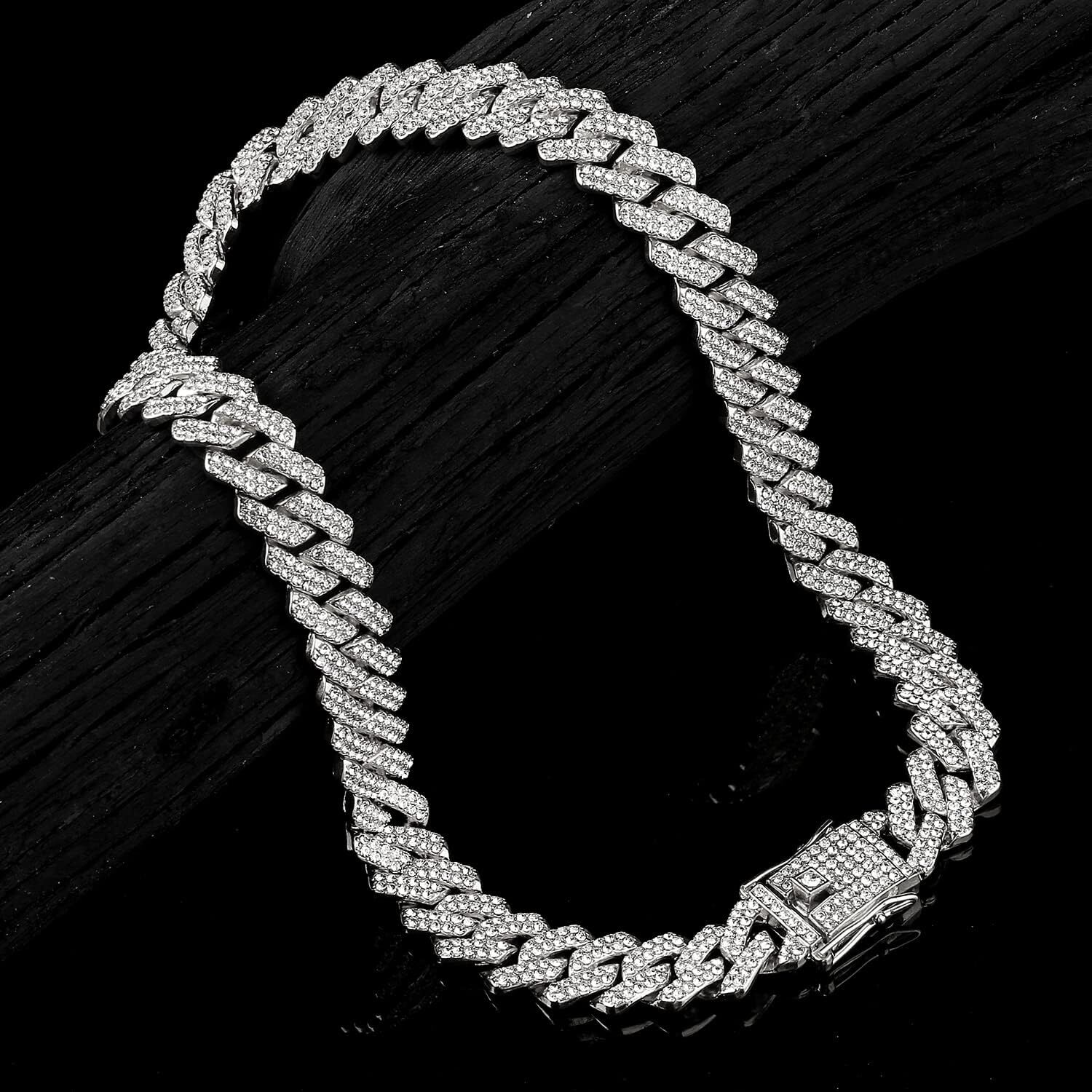 Chain Men's Ice Miami Cuban Necklace Sier/Gold Shining Hip Hop Jewelry Women's