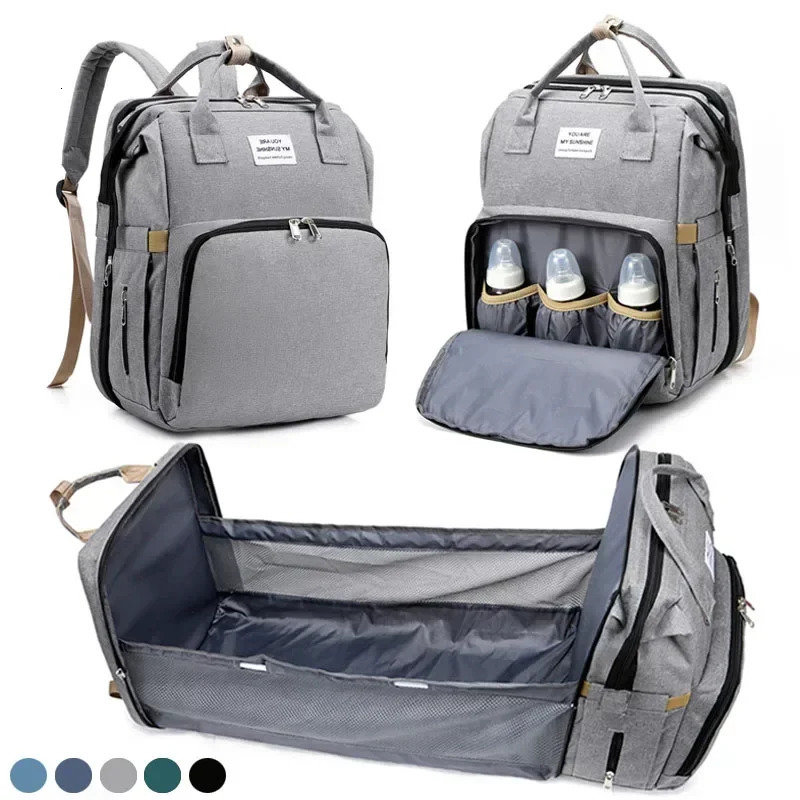 Mommy Diaper Bags Baby Bed Mother Large Capacity Nappy Milk Bottle Backpacks with Changing Mat Convenient Baby Nursing Bags 250304