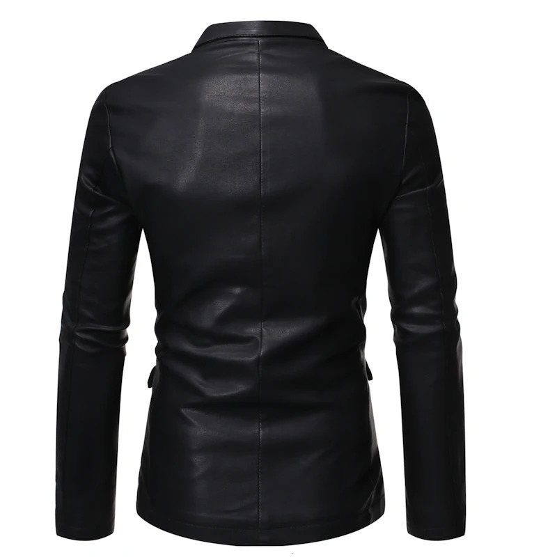 TRAF 2024 Fall And Winter Mens Leather Suit Fashion Handsome Casual Slim Jacket Formal Business Party Clothing 250304
