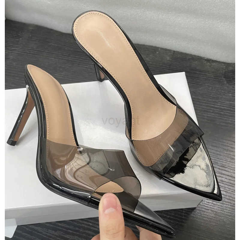 New Summer Wens High-heeled Sandals Simple Transparent High-heeled Slippers Stiletto Pointed Open-toed Slippers Mes Z250304