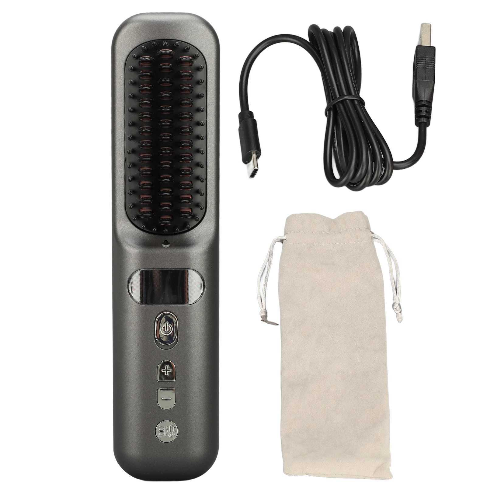 Curling Irons Electric Hair Brushes Cordless Hair Straightener Brush Portable Straightening Brush Negative Ions Hot Comb USB Charge z250304