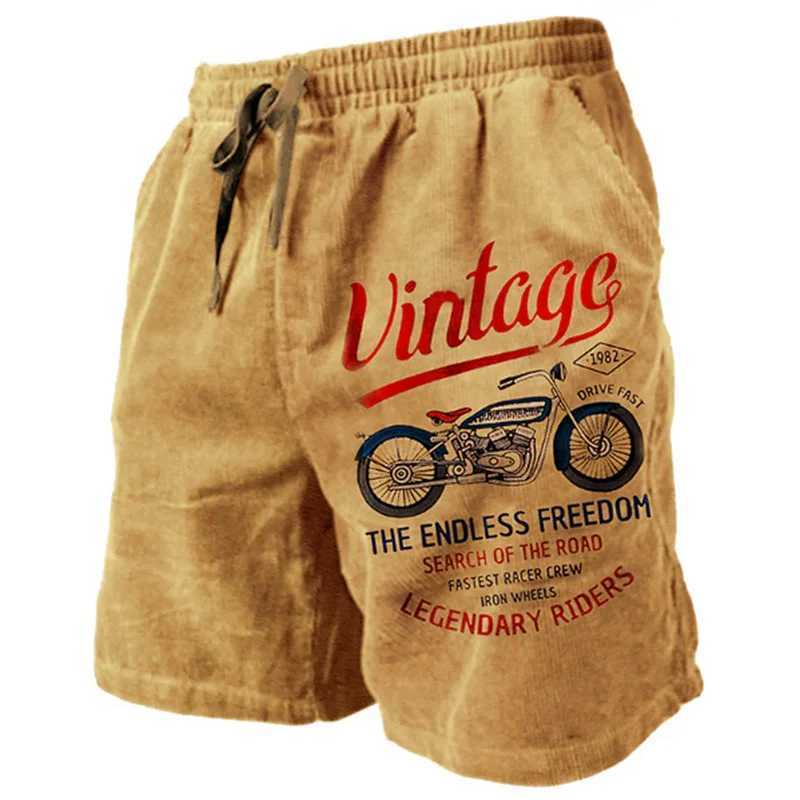 Vintage Motorcycle Pattern Beach Short For Men Fashion Casual Summer 3D Printed Swim Trunks Loose Trend Streetwear Short PantsT250304