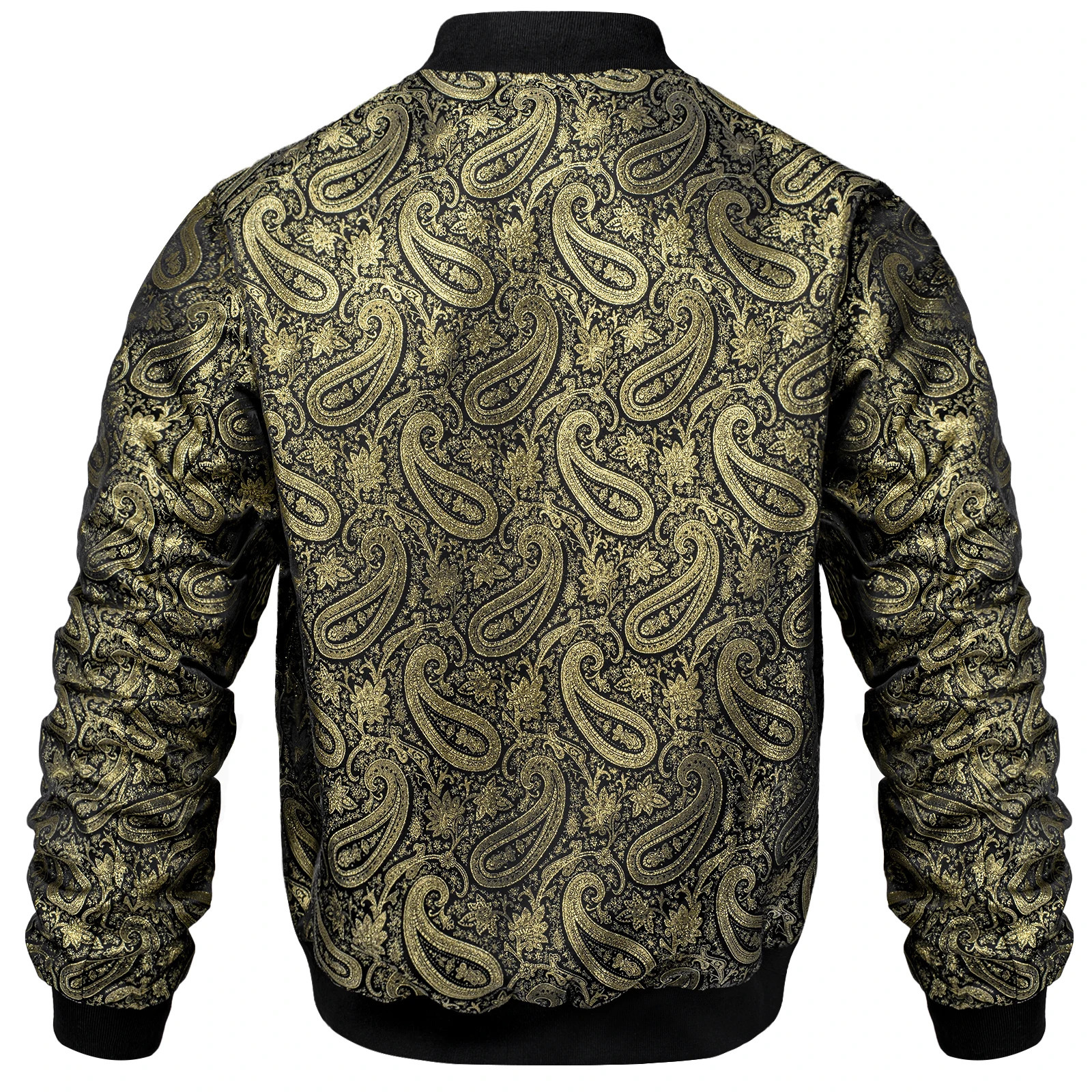 Mens Black Gold Zipper Jacket Pasiley Casual Jacquard Coat Sport Streetwear High Street Baseball Uniform for Man Autumn Winter 250304
