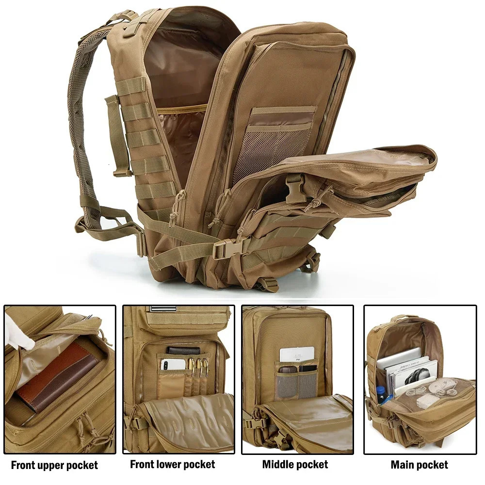 Ship from US 45L Tactical Backpack Men Hunting Trekking Rucksack School daypack camping equipment back pack bag for women Outdoor Bags 250304FBB