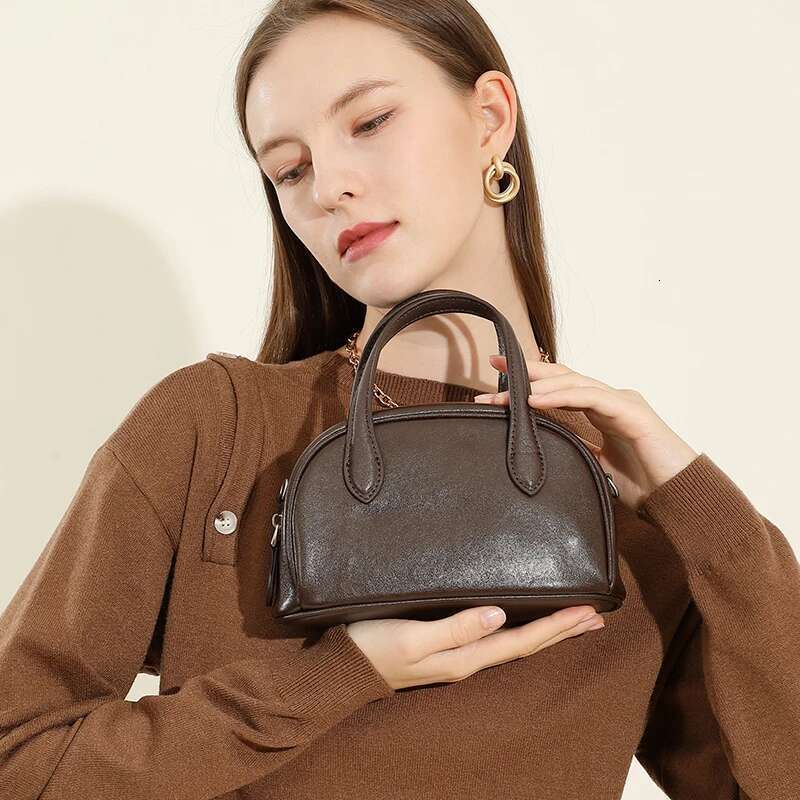 Genuine Leather Bowg Small Shoulder Crossbody Bags For Women 2025 Trend Designer Top Handle Tote Ladies Handbags