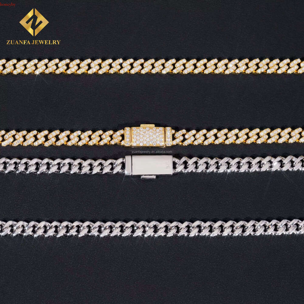 Ready to Ship 6mm Width One Row Iced Out Jewelry GRA Certificates Pass Dia Tester Moissanite Cuban k Chain Bracelet Set