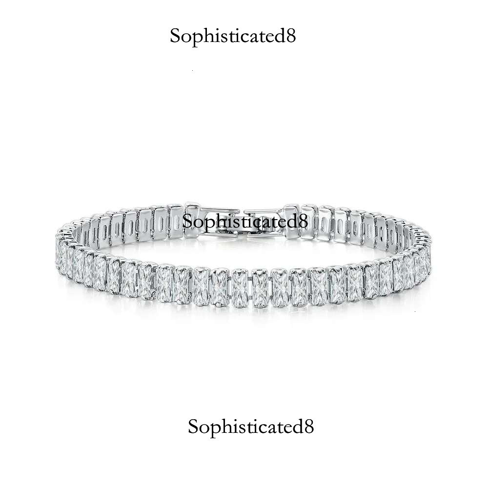 New Sterg Sier Cubic zirconia Square Rose Gold Bracelet Fashion Lady Exquisite Engagement Wedding Jewelry Gift