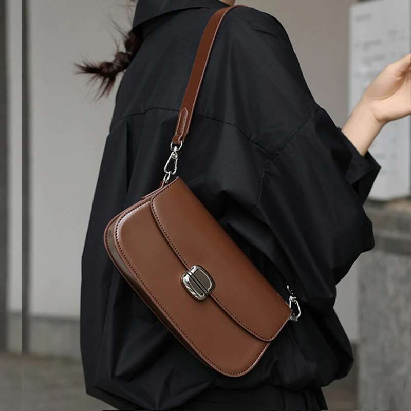 Burminsa 3 Layers Genuine Leather Underarm Shoulder Bags For Women 2025 Designer Crossbody Purses Saddle Ladies Handbags